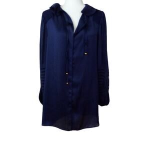 GILI Cut Out Long Sleeve Satin Top